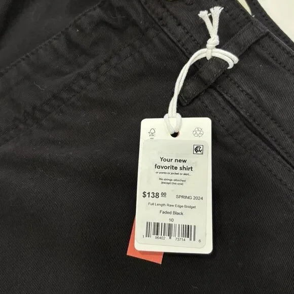 Marine Layer Pants Womens Size 10 Black Raw Edge Bridget High Rise Wide Leg NWT - Picture 2 of 6